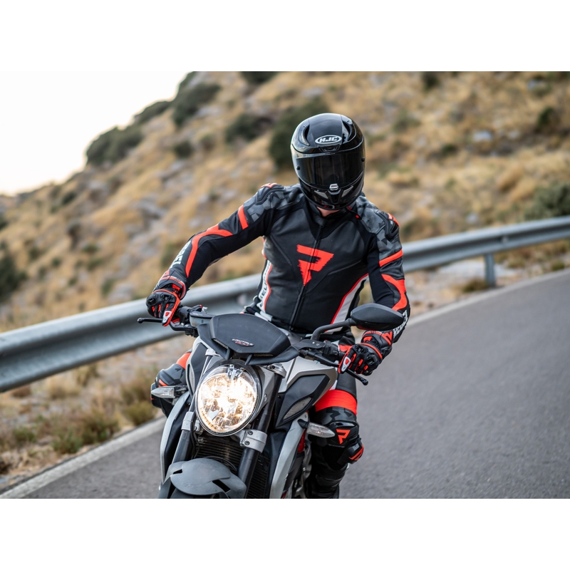Bunda na motorku Rebelhorn Rebel černo-bílo-fluo červená výprodej