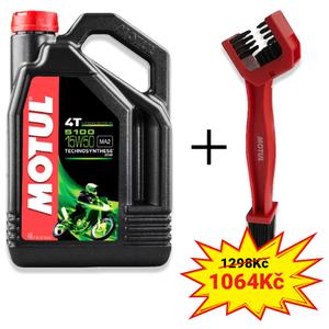 Sada olej 5100 Ester 15W-50 4L+ kartáč na čištění řetězu Motul