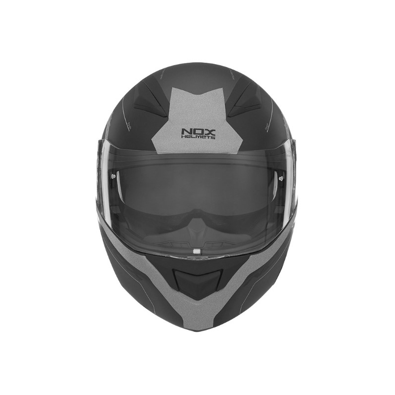 Vyklápěcí přilba na motorku NOX N965 Peak černo-stříbrná