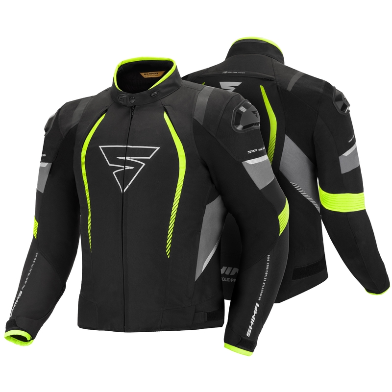 Bunda na motorku Shima Solid Pro černo-šedo-fluo žlutá