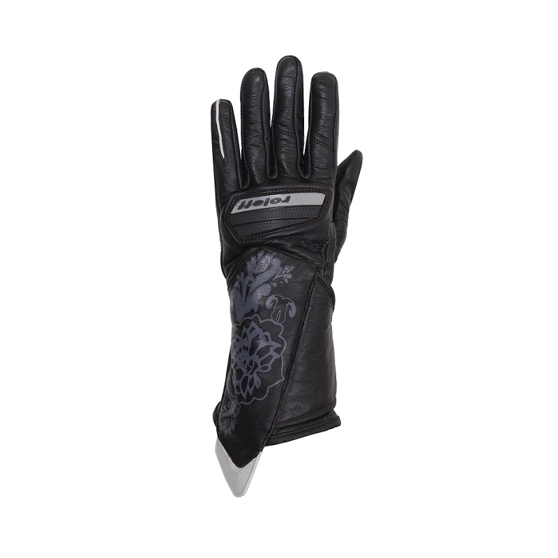 Naisten moto-hanskat Roleff Stuttgart musta-harmaa